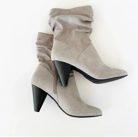 Kaari Blue Kensie Grey Vegan Suede Slouchy High Heel Ankle Boot Size 6‎ Women’s - Picture 4 of 11